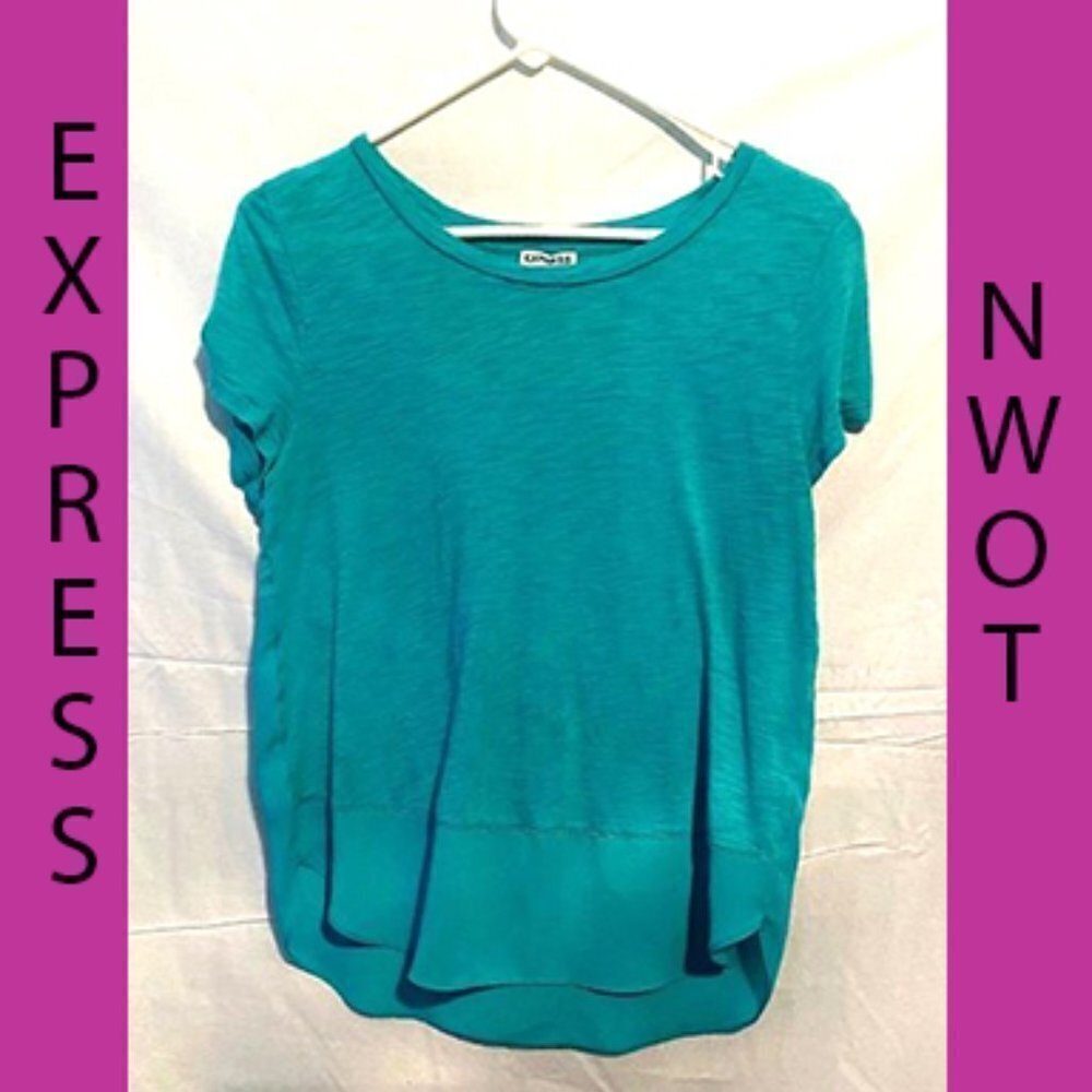 Daily 3 for $25 NWOT EXPRESS SIZE SMALL LIGHT WEIGHT LONGLINE LIGHT TEAL